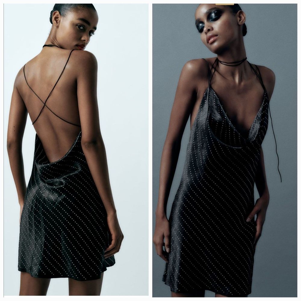 NWT ZARA jewel satin effect mini dress